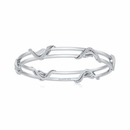 Wavy Hold Silver Bangles - White Gold - Image 4