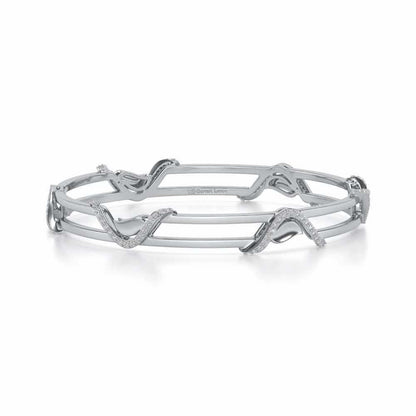 Wavy Hold Silver Bangles - White Gold - Image 5