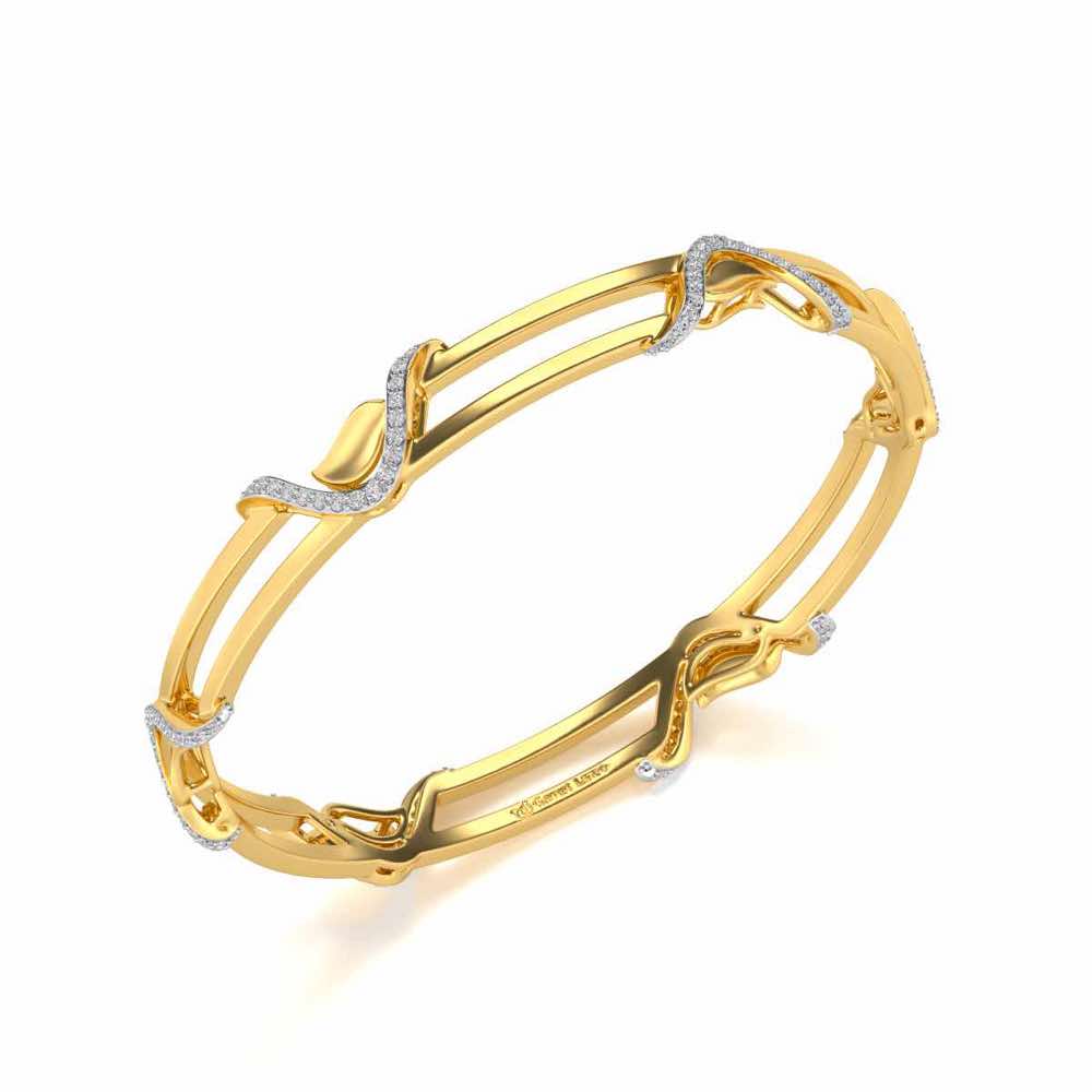 Wavy Hold Silver Bangles - Yellow Gold - Image 1