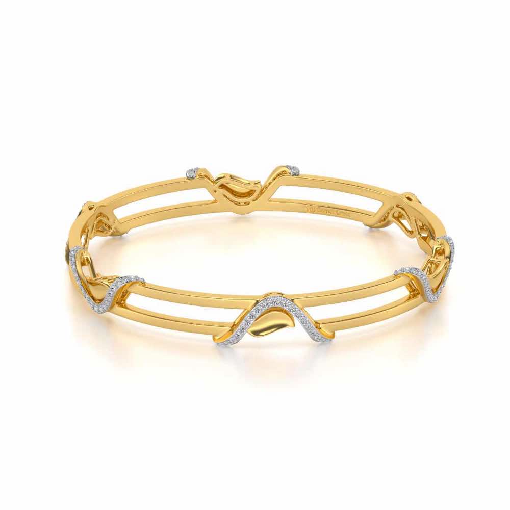Wavy Hold Silver Bangles - Yellow Gold - Image 2