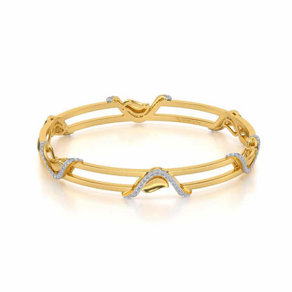 Wavy Hold Silver Bangles - Yellow Gold - Image 2