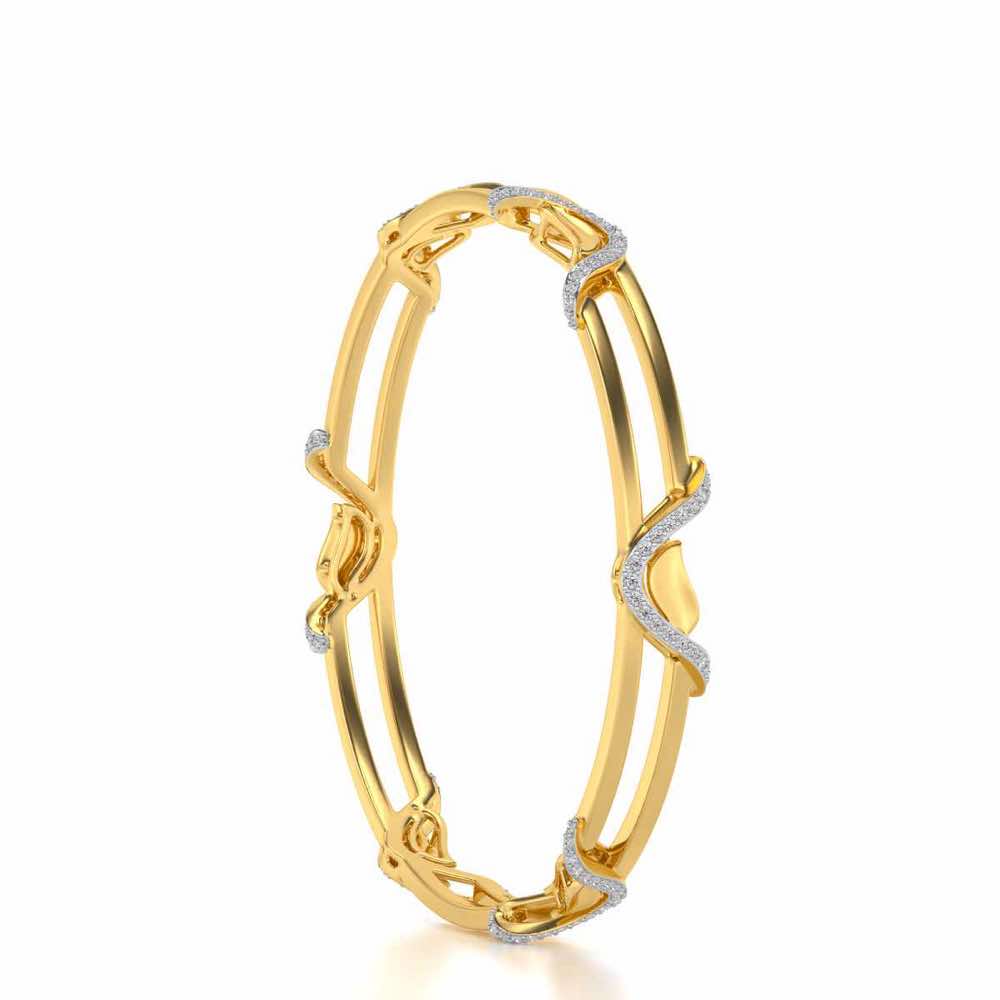 Wavy Hold Silver Bangles - Yellow Gold - Image 3