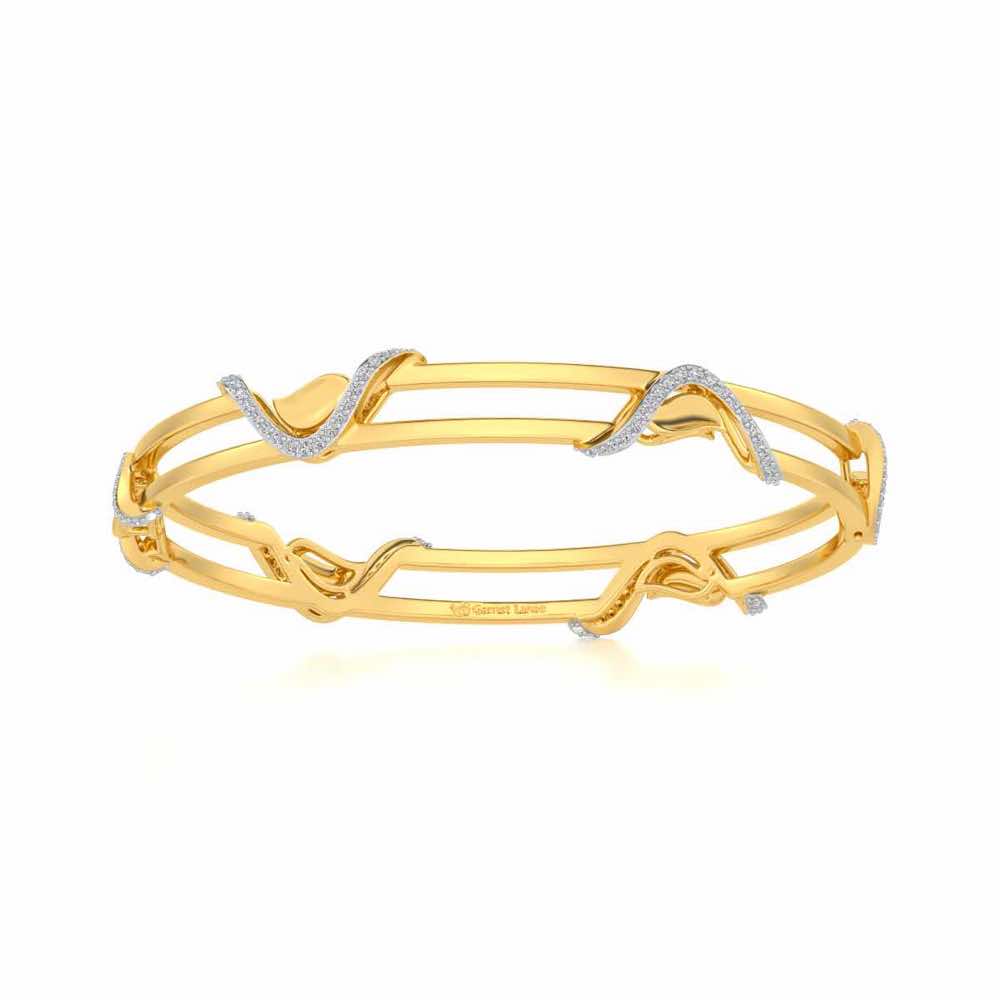 Wavy Hold Silver Bangles - Yellow Gold - Image 4