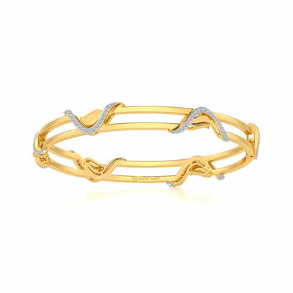 Wavy Hold Silver Bangles - Yellow Gold - Image 4