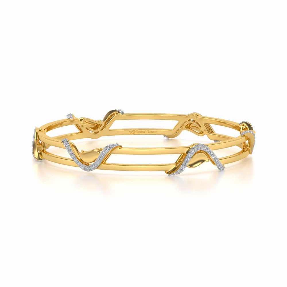 Wavy Hold Silver Bangles - Yellow Gold - Image 5