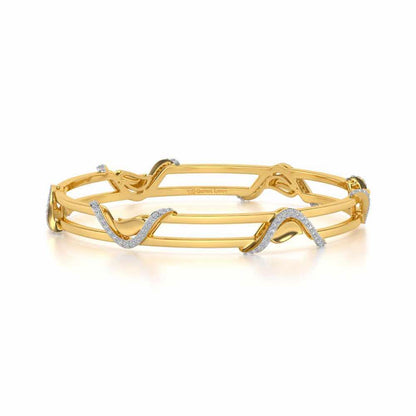 Wavy Hold Silver Bangles - Yellow Gold - Image 5