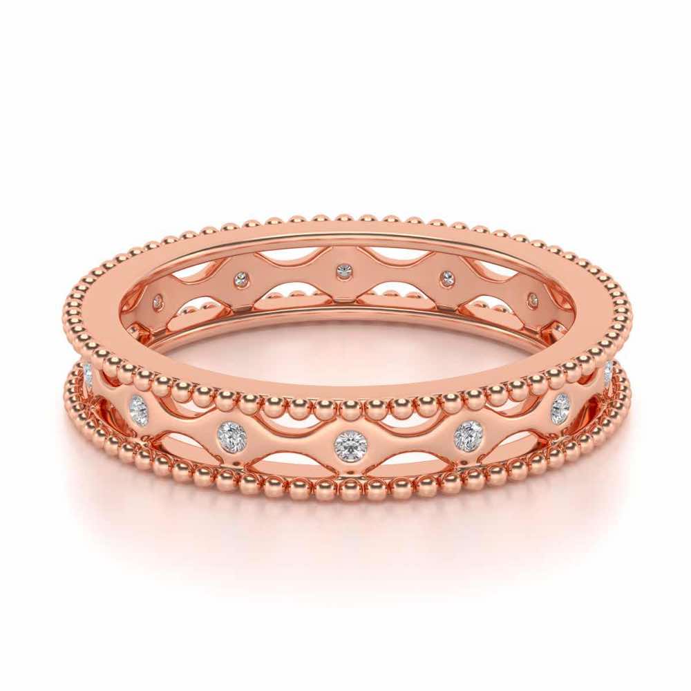 Wavy Shine Silver Band Ring - Rose Gold - Image 2
