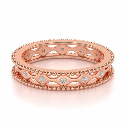 Wavy Shine Silver Band Ring - Rose Gold - Image 2