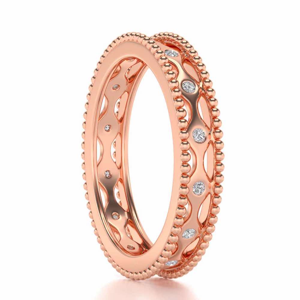 Wavy Shine Silver Band Ring - Rose Gold - Image 3