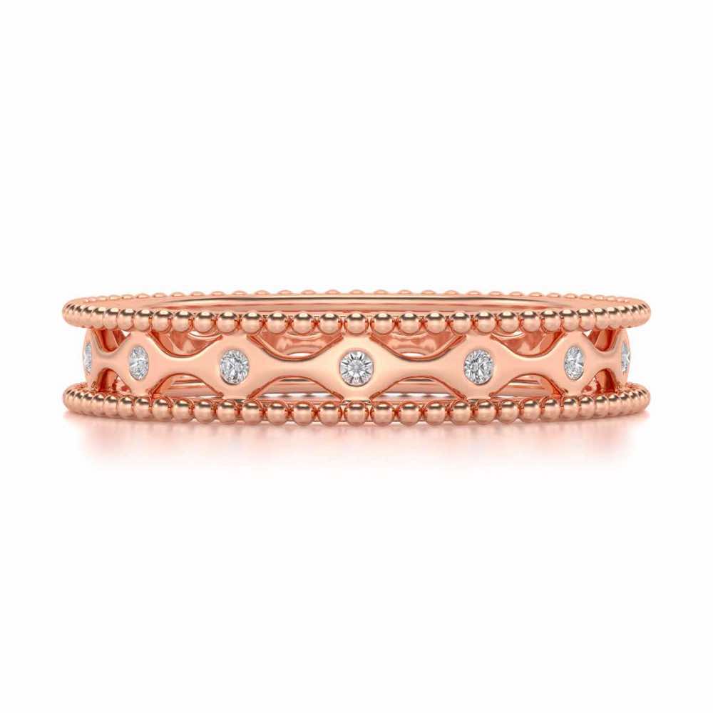 Wavy Shine Silver Band Ring - Rose Gold - Image 4
