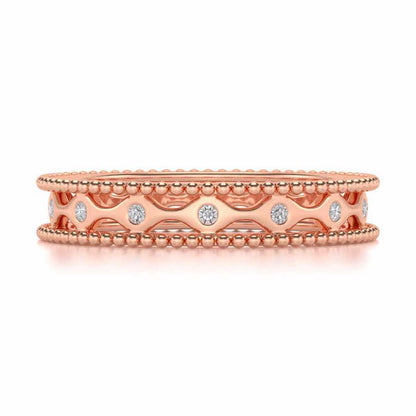 Wavy Shine Silver Band Ring - Rose Gold - Image 4