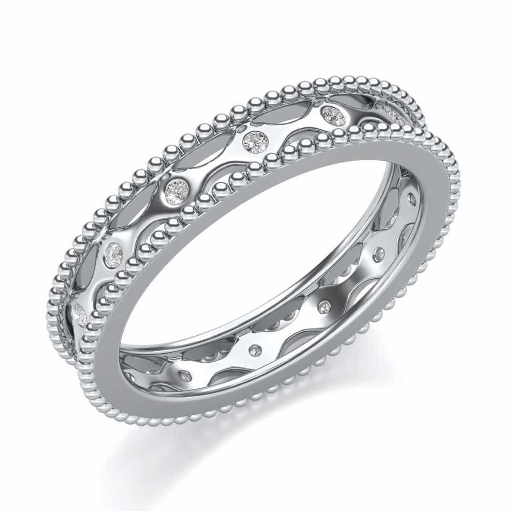Wavy Shine Silver Band Ring - White Gold - Image 1