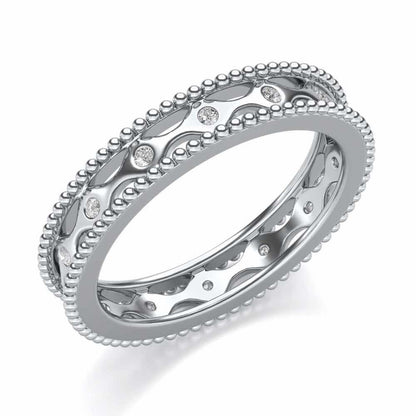 Wavy Shine Silver Band Ring - White Gold - Image 1