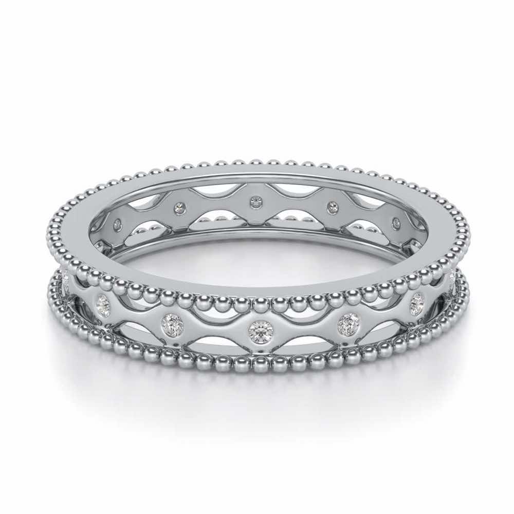 Wavy Shine Silver Band Ring - White Gold - Image 2