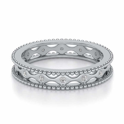 Wavy Shine Silver Band Ring - White Gold - Image 2