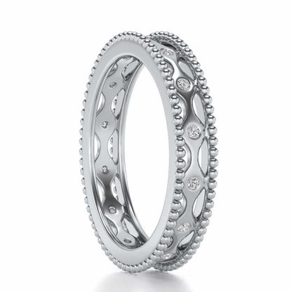 Wavy Shine Silver Band Ring - White Gold - Image 3