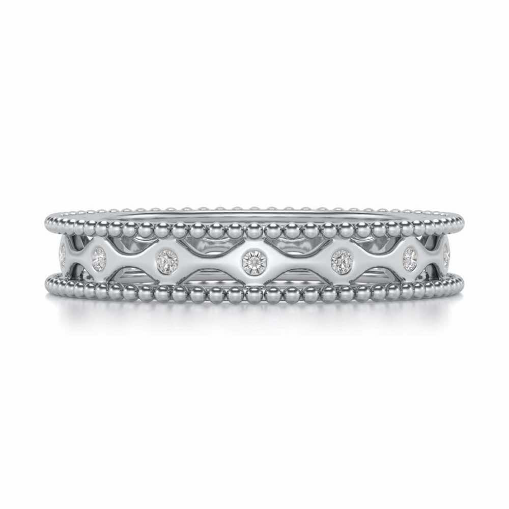 Wavy Shine Silver Band Ring - White Gold - Image 4