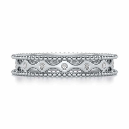 Wavy Shine Silver Band Ring - White Gold - Image 4