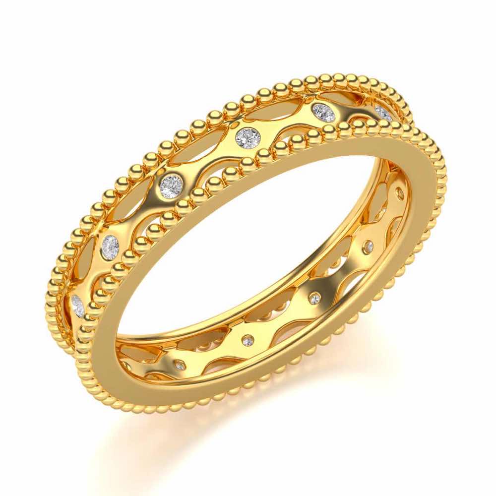 Wavy Shine Silver Band Ring - Yellow Gold - Image 1