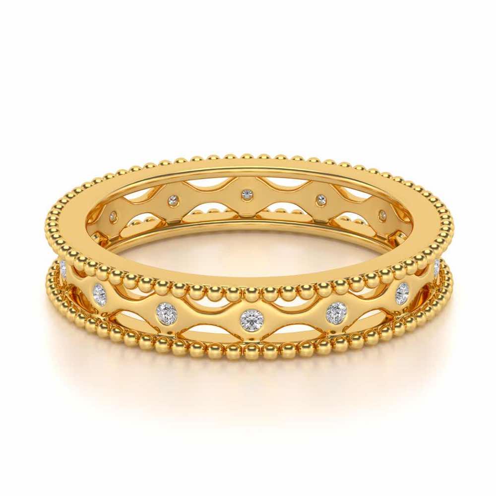 Wavy Shine Silver Band Ring - Yellow Gold - Image 2