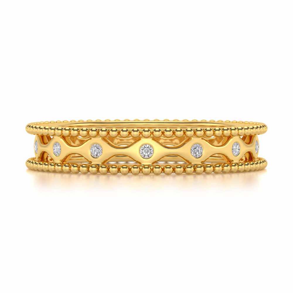 Wavy Shine Silver Band Ring - Yellow Gold - Image 4