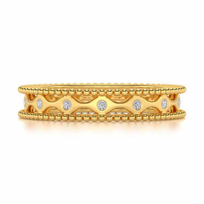 Wavy Shine Silver Band Ring - Yellow Gold - Image 4
