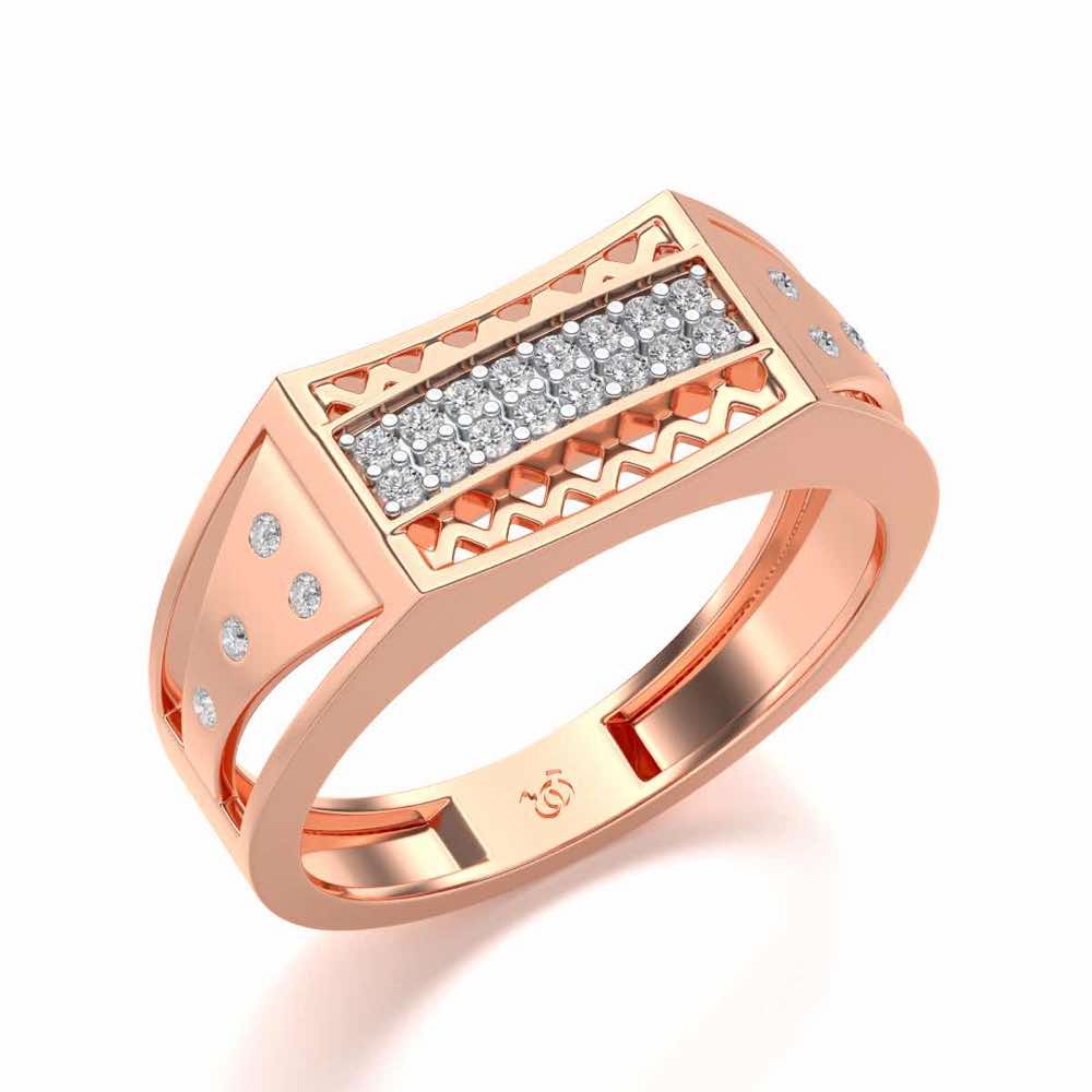 Wavy Strip Silver Ring For Men - Rose Gold - Image 1