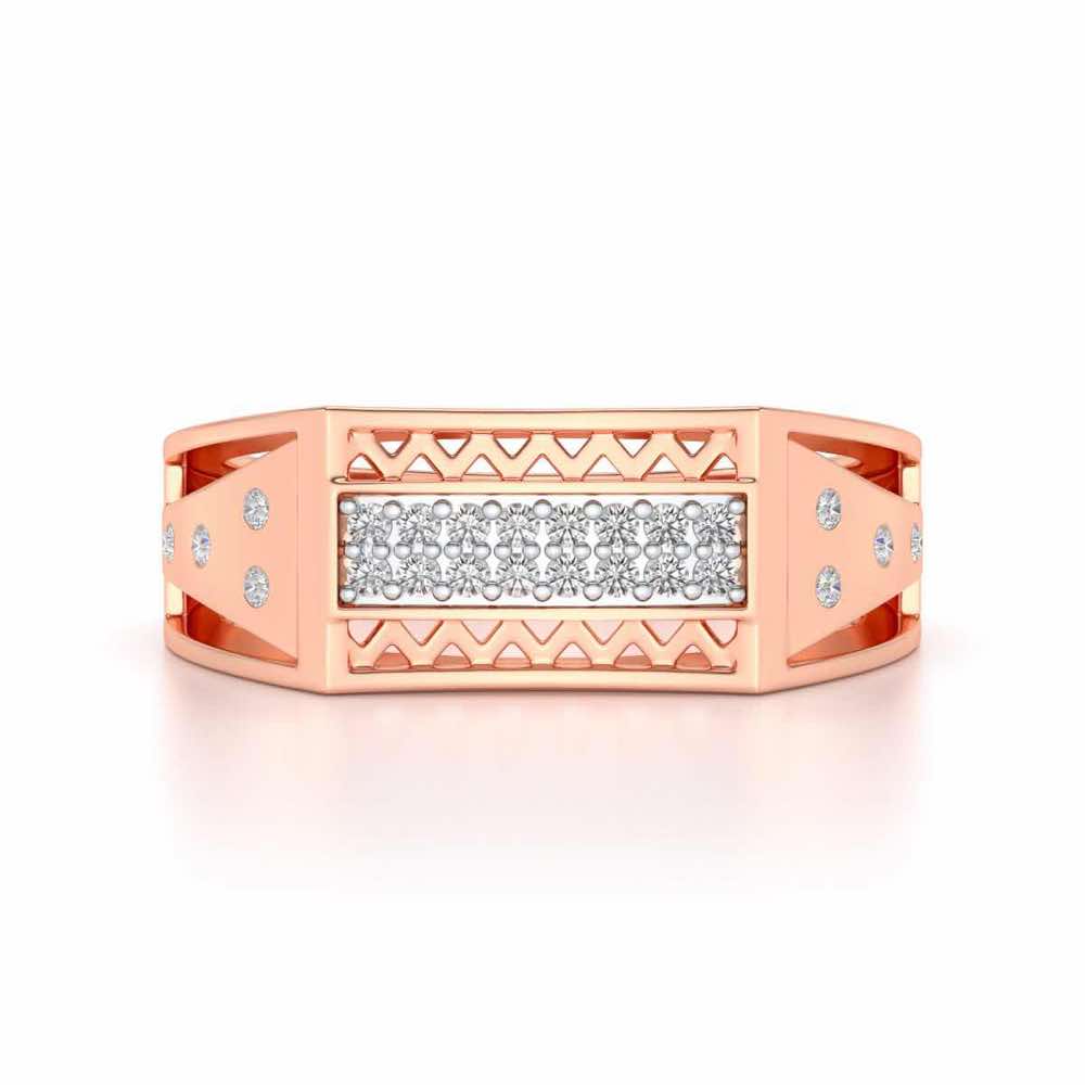 Wavy Strip Silver Ring For Men - Rose Gold - Image 4