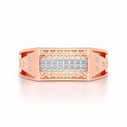 Wavy Strip Silver Ring For Men - Rose Gold - Image 4