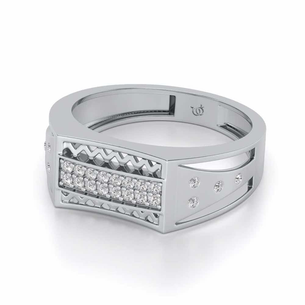 Wavy Strip Silver Ring For Men - White Gold - Image 2