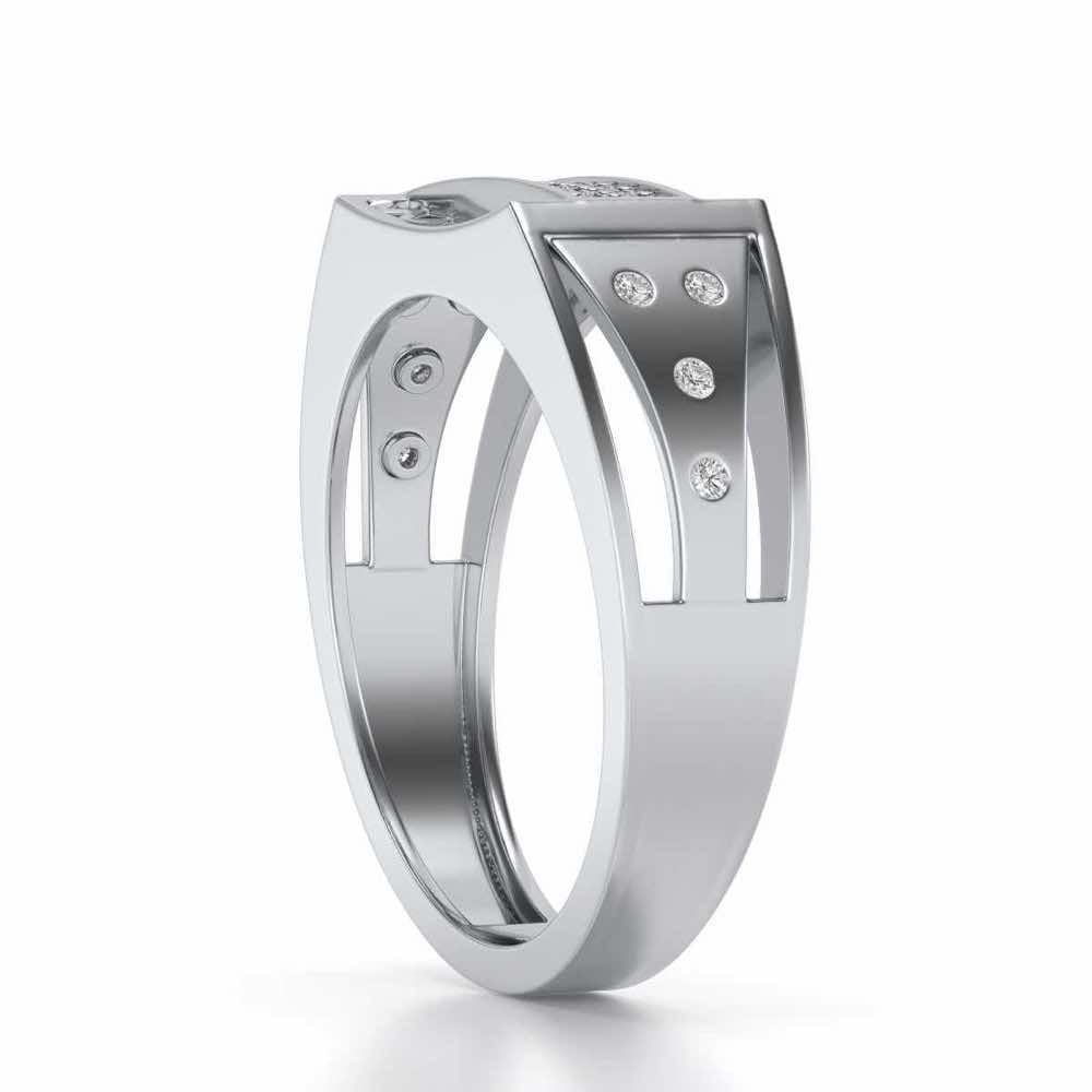 Wavy Strip Silver Ring For Men - White Gold - Image 3