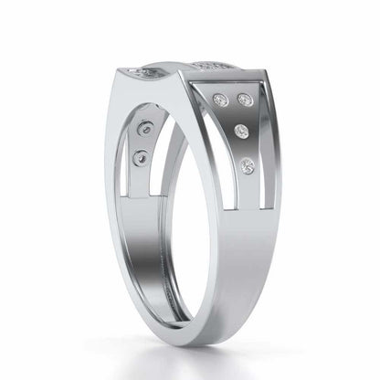 Wavy Strip Silver Ring For Men - White Gold - Image 3