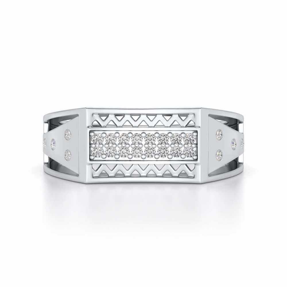 Wavy Strip Silver Ring For Men - White Gold - Image 4