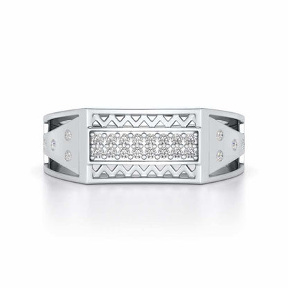 Wavy Strip Silver Ring For Men - White Gold - Image 4