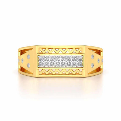 Wavy Strip Silver Ring For Men - Yellow Gold - Image 4