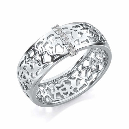 Wearable Elegance Silver Band Ring - White Gold - Image 1