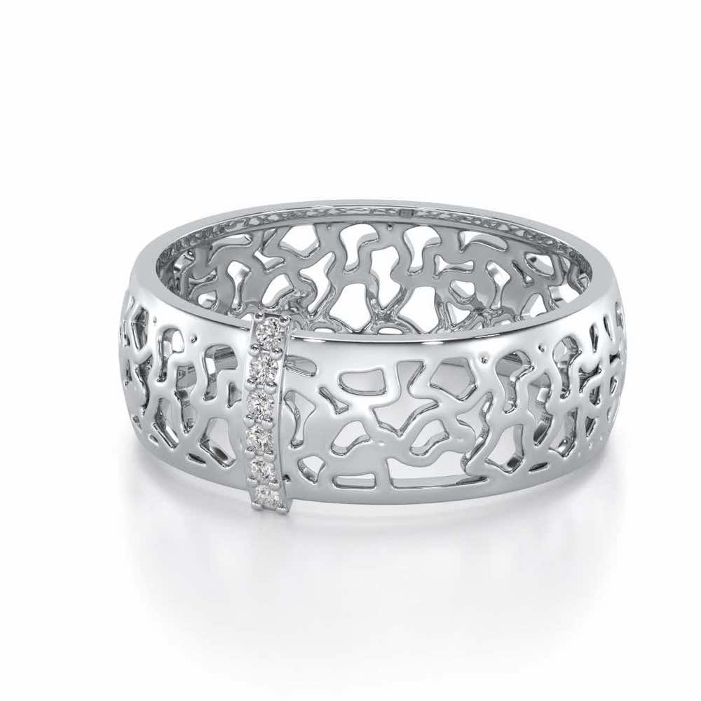 Wearable Elegance Silver Band Ring - White Gold - Image 2