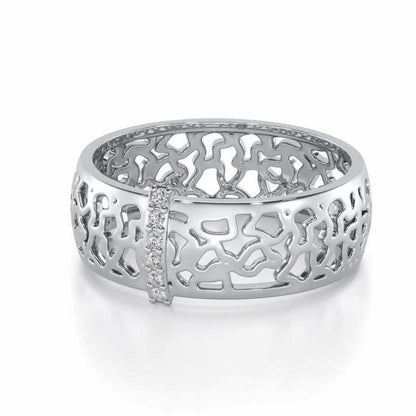Wearable Elegance Silver Band Ring - White Gold - Image 2