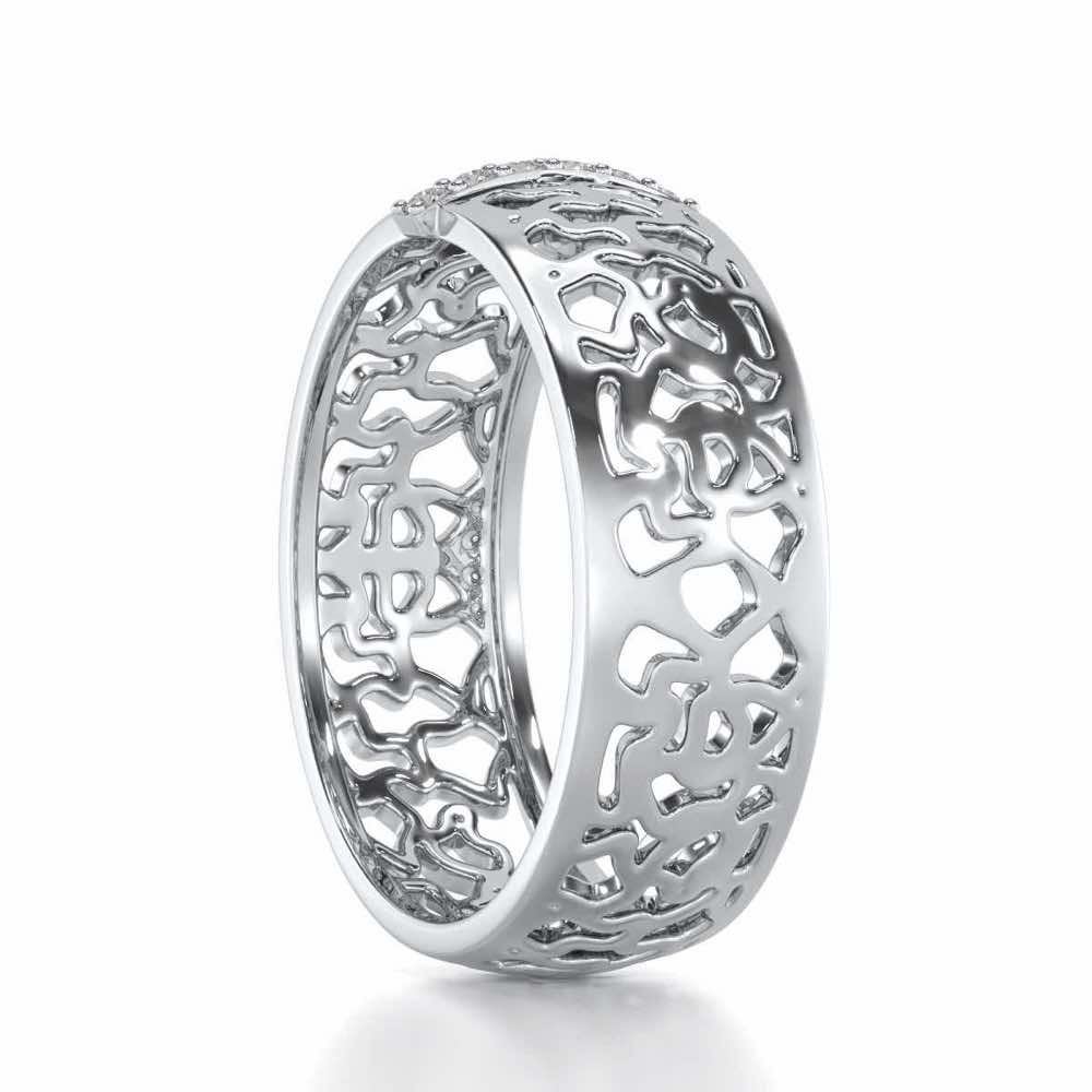 Wearable Elegance Silver Band Ring - White Gold - Image 3