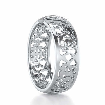 Wearable Elegance Silver Band Ring - White Gold - Image 3