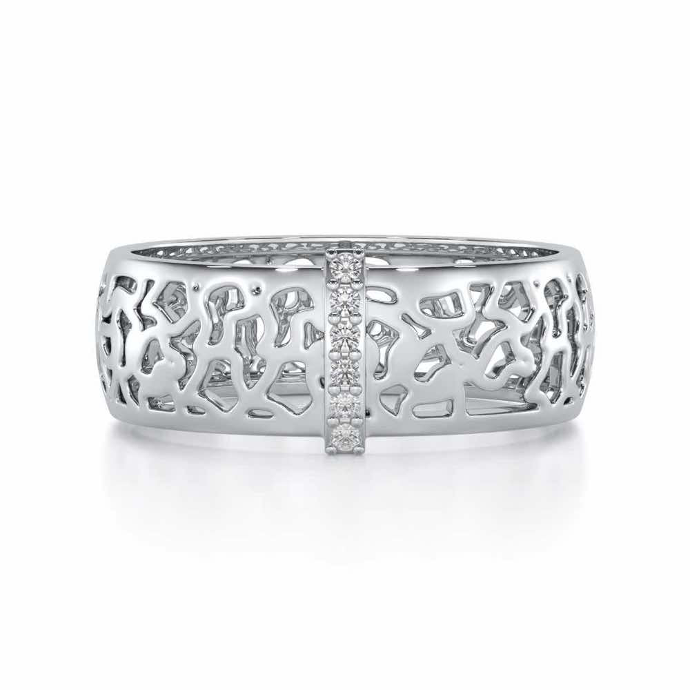 Wearable Elegance Silver Band Ring - White Gold - Image 4