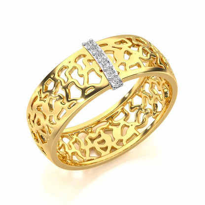 Wearable Elegance Silver Band Ring - Yellow Gold - Image 1