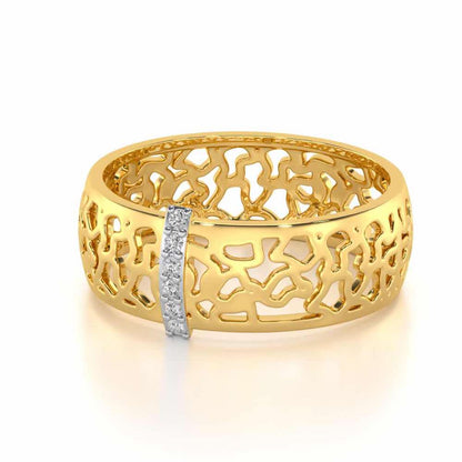 Wearable Elegance Silver Band Ring - Yellow Gold - Image 2