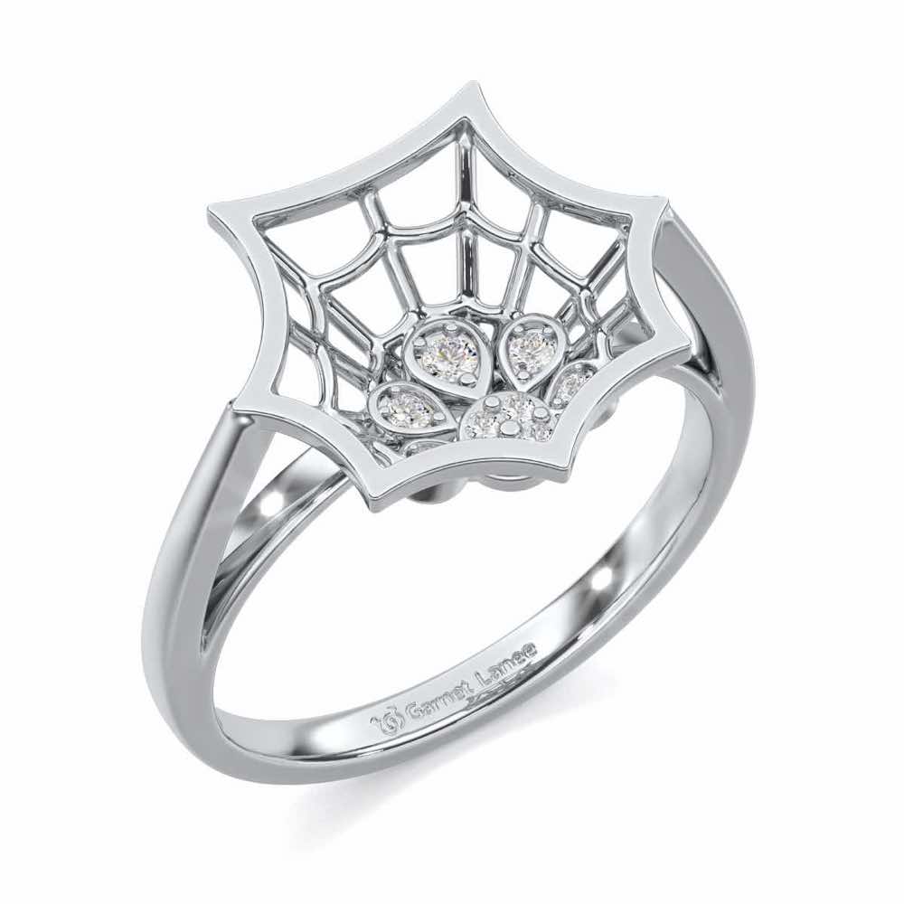 Web Glow Silver Ring - White Gold - Image 1
