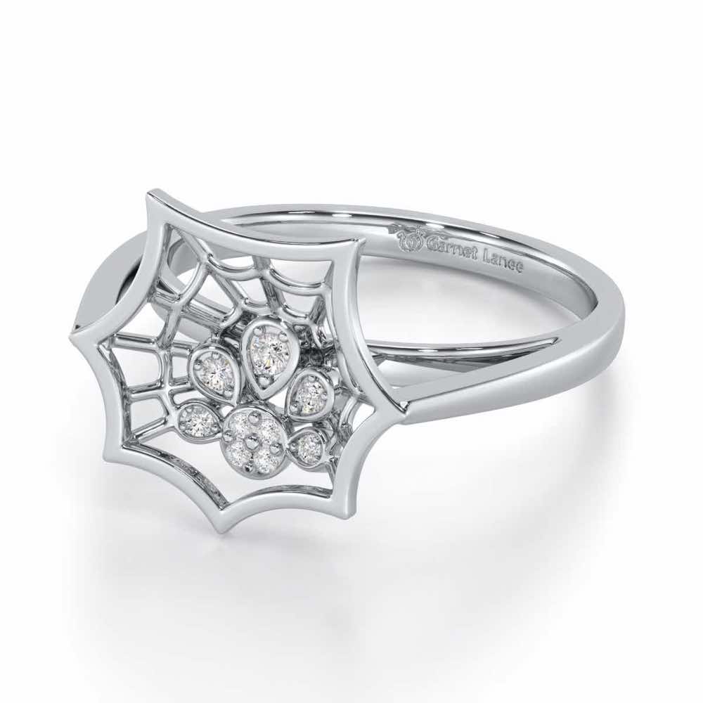 Web Glow Silver Ring - White Gold - Image 2