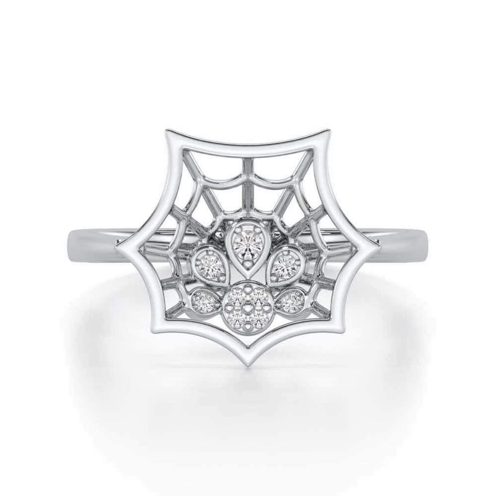 Web Glow Silver Ring - White Gold - Image 4