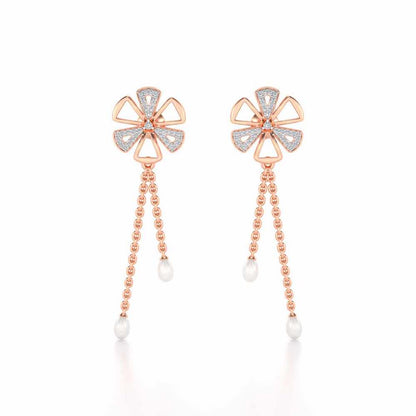 Wheely Silver Dangler Earrings - Rose Gold - Image 1