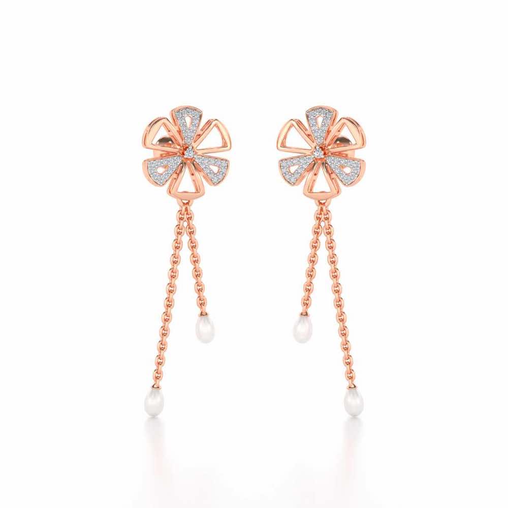 Wheely Silver Dangler Earrings - Rose Gold - Image 2