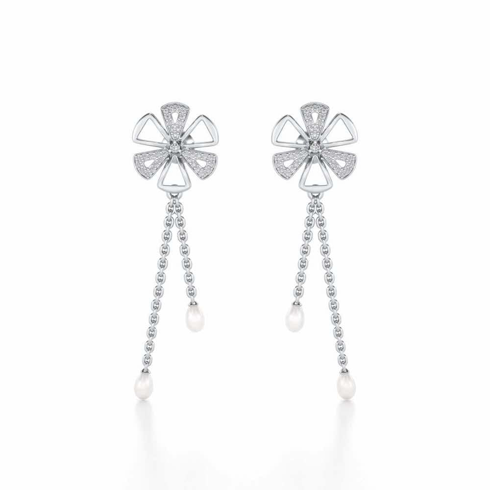 Wheely Silver Dangler Earrings - White Gold - Image 1