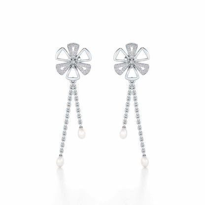 Wheely Silver Dangler Earrings - White Gold - Image 1